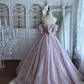 Enchanted Dusty Pink Lace Puff Sleeves Princess Ball Gown DP8301