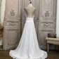 Elegant White Halter-Neck Ruched Bodice Chiffon Train Wedding Dress DP7619
