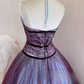 Elegantes lavendelfarbenes Ombré-Ballkleid aus Tüll mit Neckholder und Perlenbesatz für Sweet 16 Quinceañera DP7769