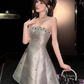 Vintage Silvery Beading Strapless Design A-line Party Dress Homecoming Dress, DP5853
