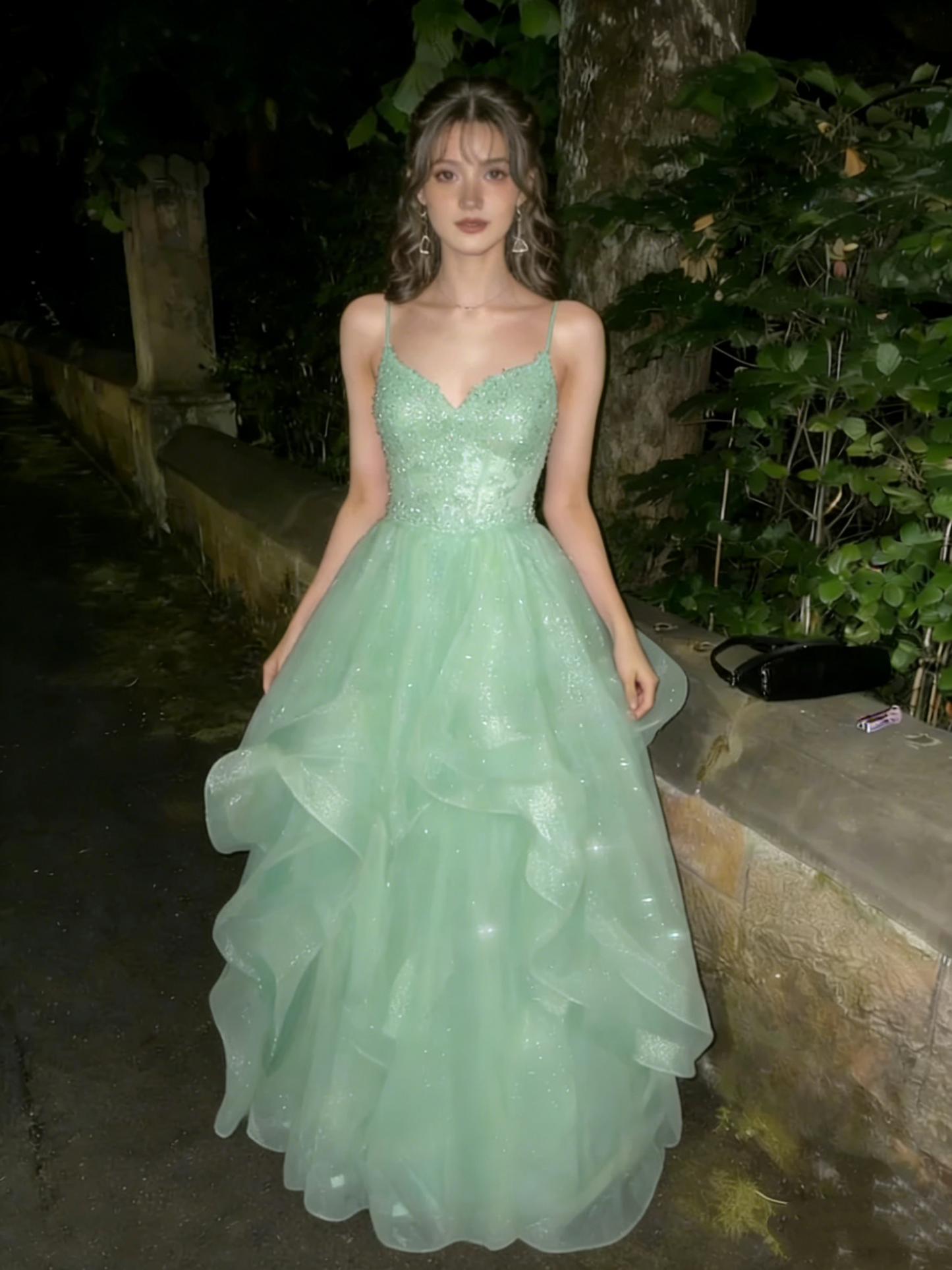 Glamorous Burgundy Spaghetti Strap Sequin Ruffled Sweet 15 Quinceanera Ball Gown DP7919