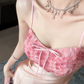 Elegant Pink 3D Floral Sweetheart Spaghetti Strap Satin Bodycon Homecoming Dress DP8813