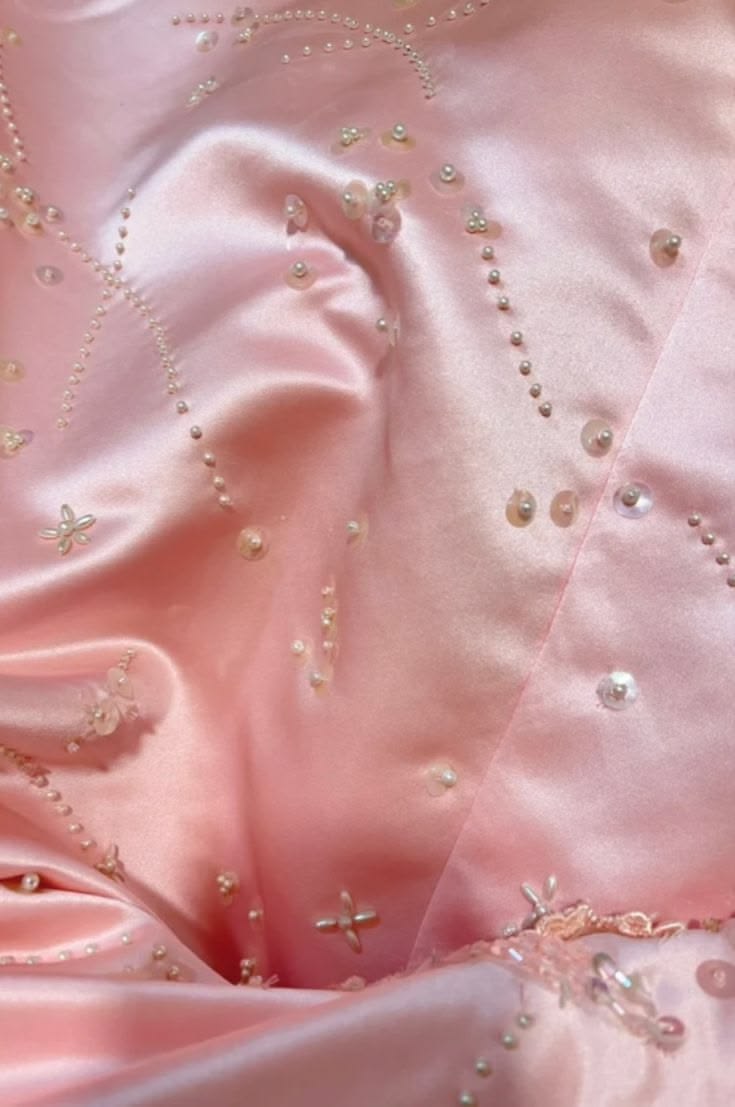 Glamorous Strapless Pink Satin & Tulle Beaded Star Embroidery Evening Gown DP8274