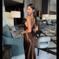 Elegant Shiny Satin Prom Dress Halter-neck Evening Gown Sheath Party Dress Long Formal Dress DP6809
