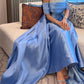 Elegant Blue Off-the-Shoulder Beaded Satin Mermaid Prom Gown Evening Dress DP8061