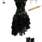 Vintage Black Straps Evening Dress Ruffle Beading Homecoming Dress, DP2291