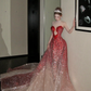 Vintage Farbverlauf Rot Liebsten Trägerlosen Meerjungfrau Design Sexy Ballkleid Abendkleid DP6253