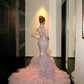 Gorgeous Glittering Pink Beaded Sequin Strapless Mermaid Design Elegant Prom Dress Evening Dress DP6251