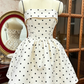 Elegant White Black Polka Dot Strapless A‑Line Satin Bow Sash A-Line Homecoming Dress DP8847
