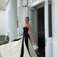 Vintage Black and White A-Line Prom Dress Spaghetti Strap Evening Dress Long Formal Dress, DP6608