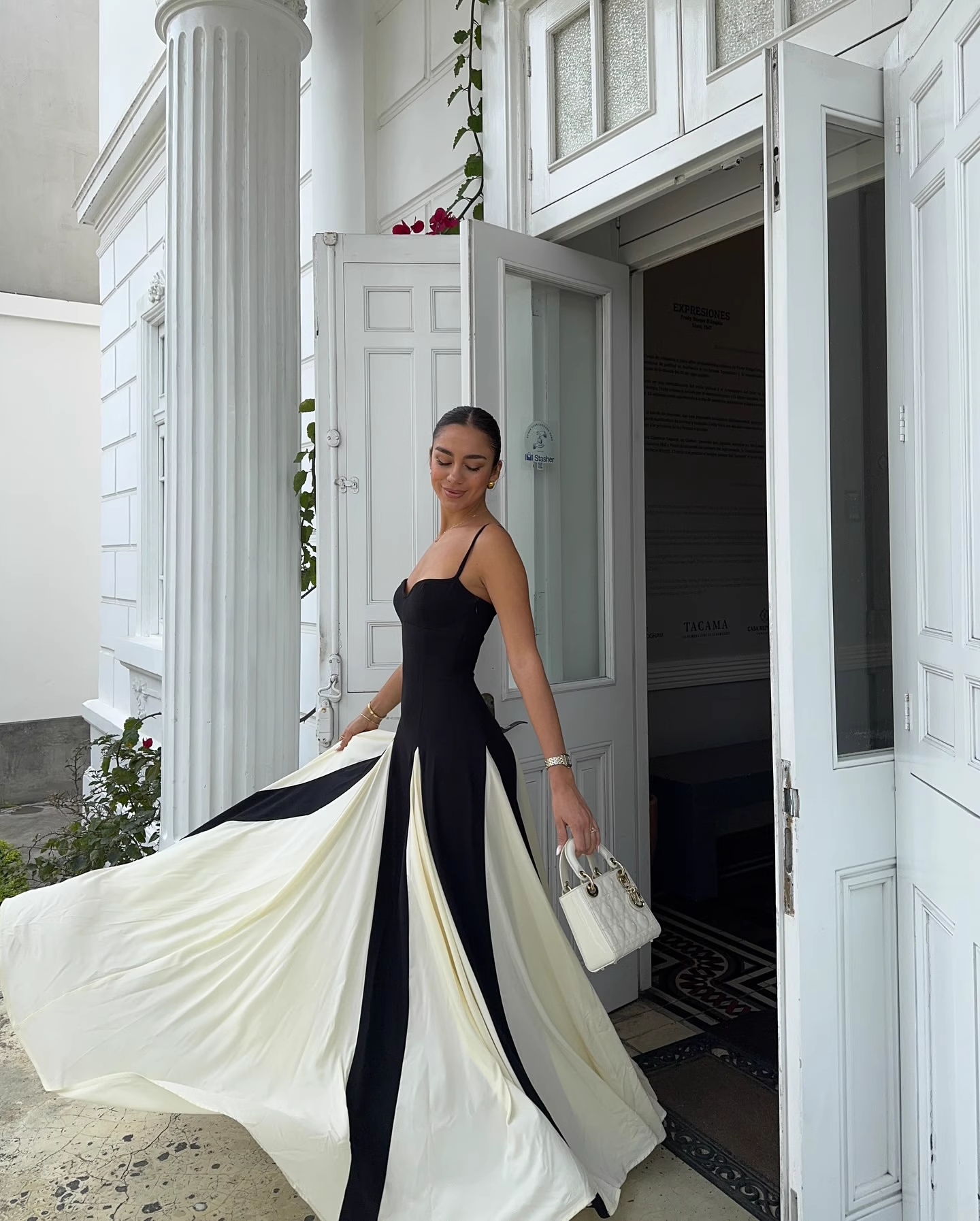 Vintage Black and White A-Line Prom Dress Spaghetti Strap Evening Dress Long Formal Dress, DP6608