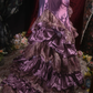 Vintage Purple Beaded Mermaid Evening Gown Tiered Ruffle Lace Prom Dress DP8342