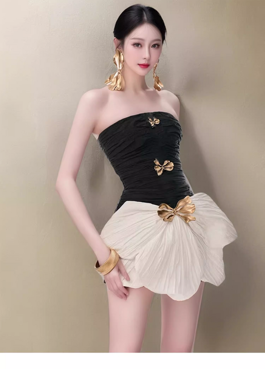 Simple Fashion Strapless Bow Design A-line Mini Party Dresses Homecoming Dresses, DP5862