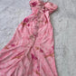 Vintage Pink Floral Prom Dress Sheath Ruffled Evening Dress Halter-neck Formal Dress DP6673