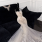 Wunderschönes Elfenbein Herzausschnitt Tüll Glitzerndes Pailletten Design Elegantes Meerjungfrau Bodenlanges Brautkleid, DP6171