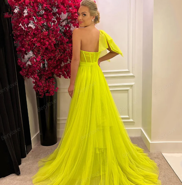 One Shoulder Sweetheart Floor-Length Tulle Prom Dresses,DP481