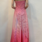 Lovely Pink Strapless A-Line Lace Satin Party Dress Evening Gown, DP4035