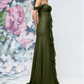 Elegant Off-the-Shoulder Spaghetti Strap 3D Floral Chiffon Neck Scarf Prom Dress DP8461