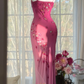 Glamorous Fuchsia Sequined Beaded Sweetheart Mermaid Prom Dress Spaghetti Strap Evening Dress DP8125