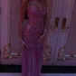 Vintage Pink Beaded Prom Dress Sheath Evening Dress Straps Party Dress Long Formal Dress DP6868