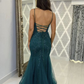 Mermaid Sleeveless Tulle Long Prom Dress Formal Evening Party Dress,DP662