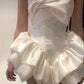 White Strapless Ruffles Lovely Homecoming Dress Birthday Outfits, DP3044