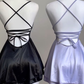 Black A-Line Satin Short Party Dress Simple Homecoming Dress, DP2969