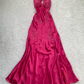 Bright Purple V Neck Beading Mermaid Vintage Evening Dress, DP2288