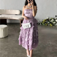 Lilac Strapless Wavy Tiered Mini Party Dress Birthday Outfits, DP3020