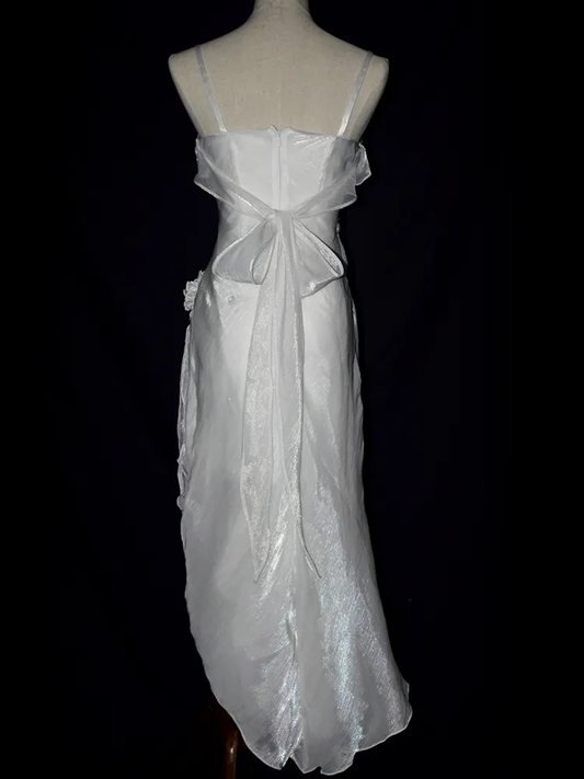 White Straps Vintage Bowknot Lovely Birthday Dress Long Prom Dress, DP3143