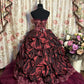 Vintage Burgundy Strapless Sequin Sweet 16 Quinceanera A-Line Evening Dress Ball Gown DP6283