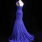 Lila One-Shoulder Meerjungfrau Perlenbesetztes Vintage Langes Abendkleid, DP5328