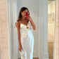 White Straps Sheath Long Party Dress Elegant Evening Gown, DP3393