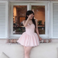 Simple Fashion Pink Sweetheart Strapless Design A-line Ruffled Hem Party Dress Homecoming Dress, DP5836