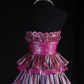 Vintage Fuchsia Strapless Satin Tiered Ruffles A-Line Evening Gown DP7382