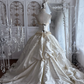 Glamorous Ivory Sweetheart 3D Floral Appliques & Lace Train Wedding Dress DP8293