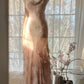 Romantic Blush Floral Beaded Tulle Mermaid Evening Dress with Drape Shawl DP8158
