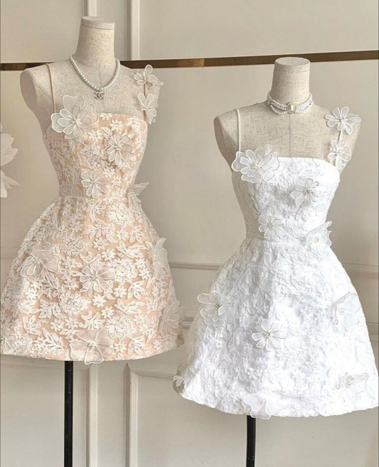 Lovely Floral Straps Lace Homecoming Dress Birthday Outfits, DP3045