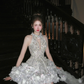 Gorgeous Glittering Silvery Beaded Sequined A-Line Halter Dress Design Party Dress Homecoming Dress DP6250