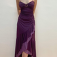 Dark Purple Spaghetti Straps Ruffles Vintage Long Prom Dress, DP3747