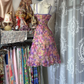 Vintage Floral Print Spaghetti Strap Ruffle Hem Homecoming Dress DP8324