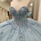 Elegantes himmelblaues Sweetheart A-Linie Quinceanera Ballkleid Geburtstagskleid Abendkleid Ballkleid DP6515