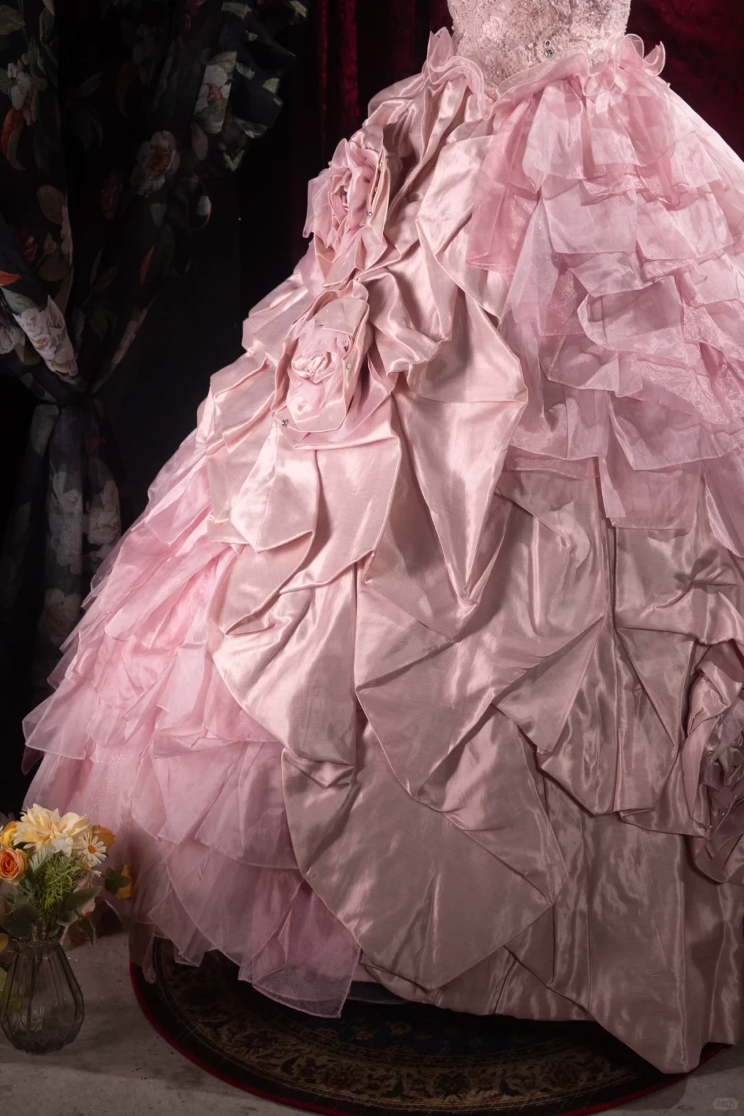 Glamorous Ruffled Strapless 3D Rose Beaded Sweet 16 Quinceanera Ball Gown DP7305