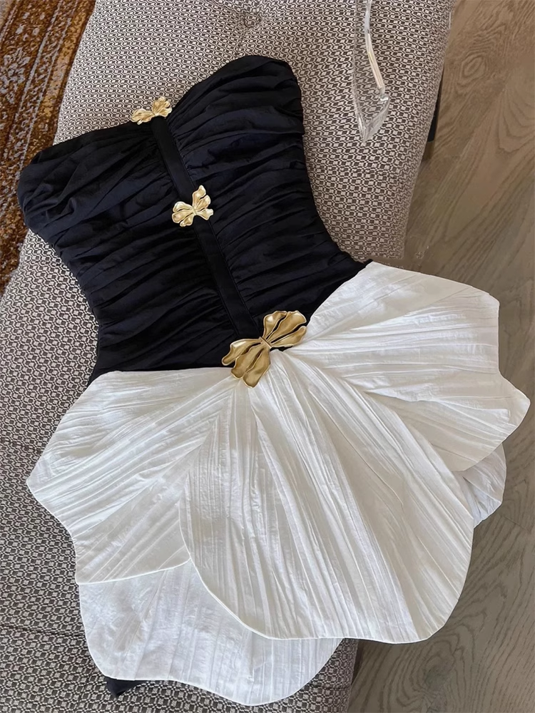 Simple Fashion Strapless Bow Design A-line Mini Party Dresses Homecoming Dresses, DP5862