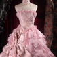 Glamorous Ruffled Strapless 3D Rose Beaded Sweet 16 Quinceanera Ball Gown DP7305