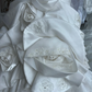 Vintage Strapless Ivory 3D Rose Wedding Dress Lace Embellished Ruffled Tiered Bridal Gown with Train DP8244