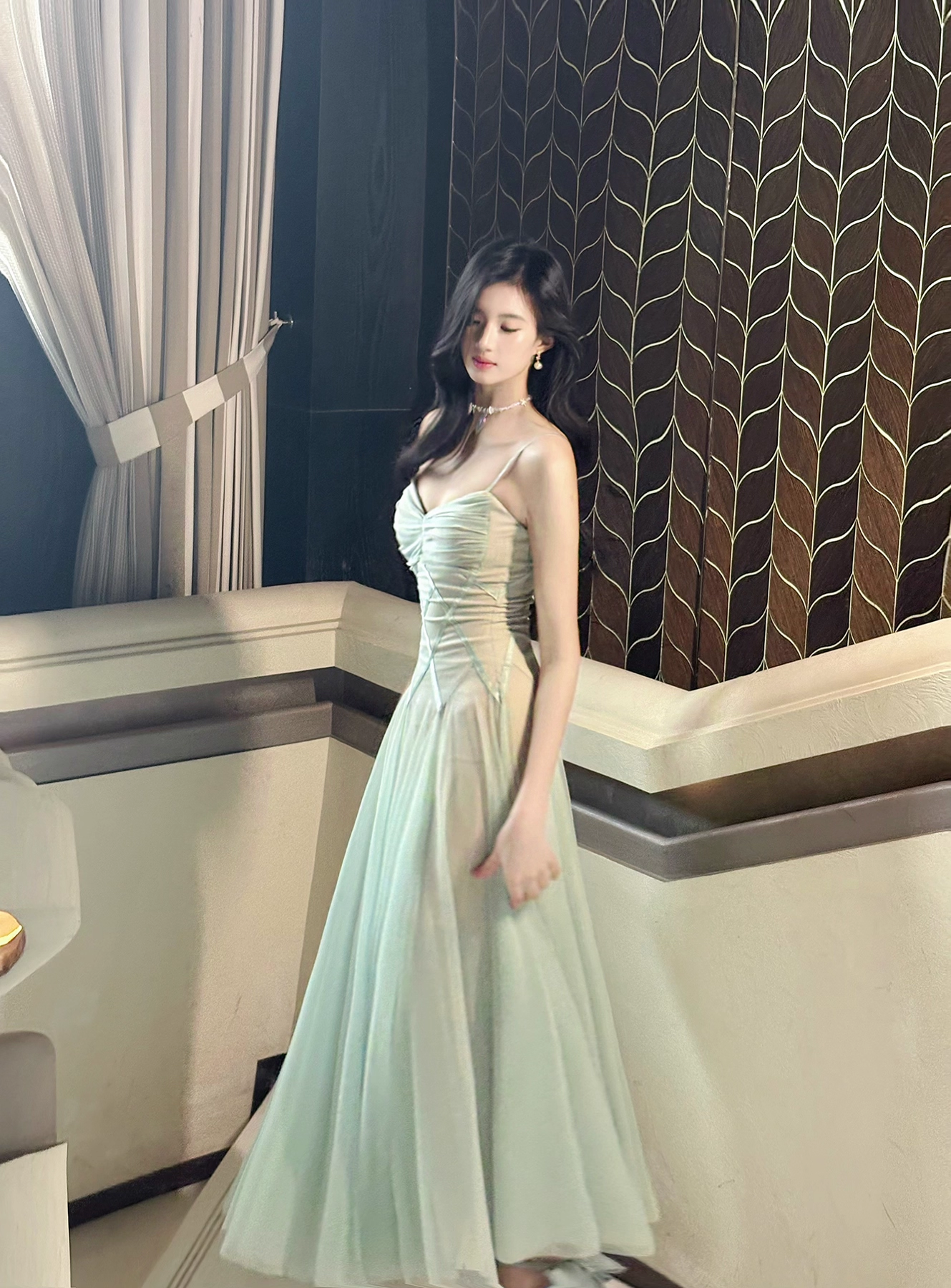 Robe de bal vintage en mousseline de soie vert sauge, coupe trapèze, bretelles spaghetti, robe de soirée longue, robe formelle DP6699