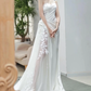 Elegant White A-Line Birthday Party Dress Lace Wedding Dress, DP3171