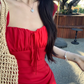 Vintage Red A-Line Tiered Homecoming Dress Party Dress Cocktail Dress DP6707