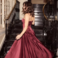 Burgundy Spaghetti Straps A-Line Long Party Dress Birthday Outfits, DP3334